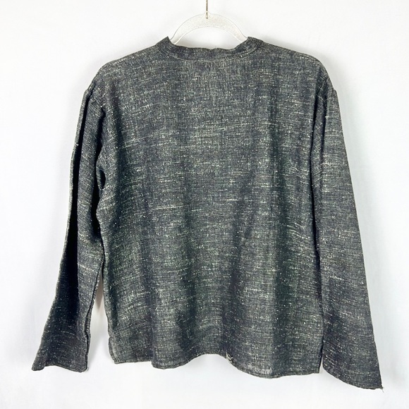 🖤Black Blended Fabric Boho Style Loose Cotton Hippie Peasant Blouse Shirt Top - Picture 5 of 12